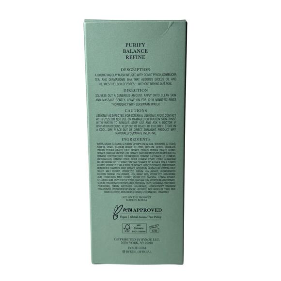 Byroe Peach Kombucha Tea Purifying Clay Mask 2.82 oz New in Box - Picture 3 of 7